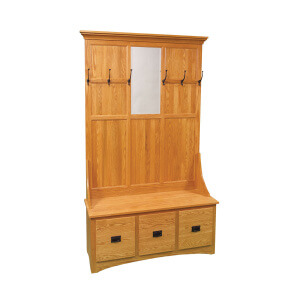 Mission Three Drawer Hall Seat